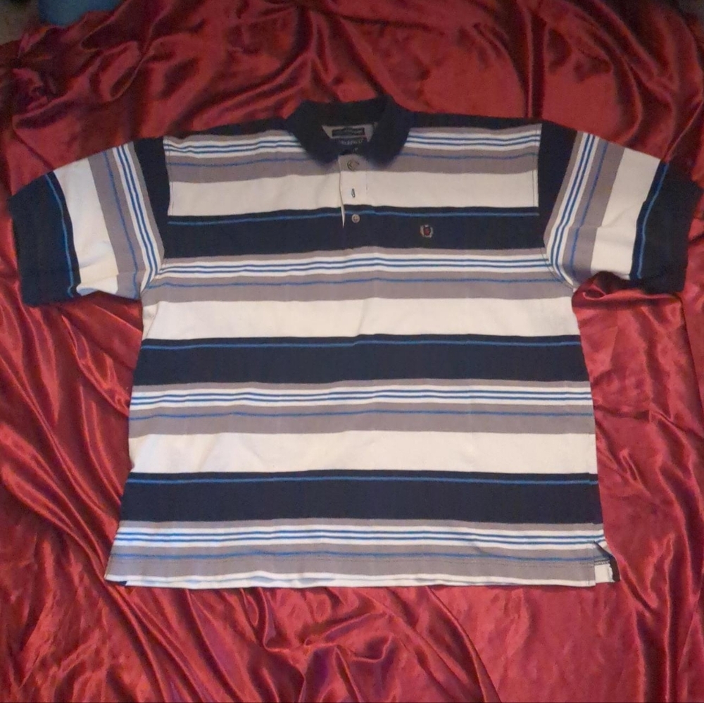 Classic Blue and White Striped Polo Shirt